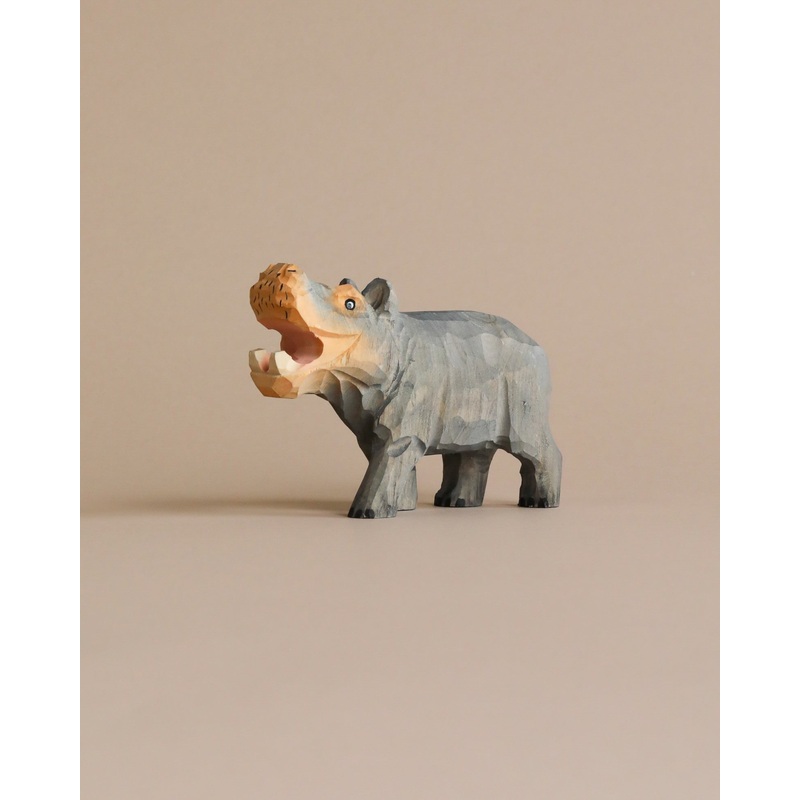 Hand Carved Wooden Hippo