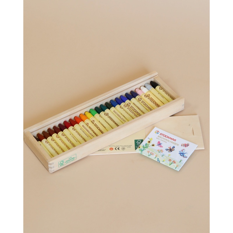 Stockmar Wax Stick Crayons Wooden Box - 24 Assorted