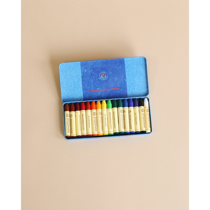 Stockmar Wax Stick Crayons Tin Case - 16 Assorted