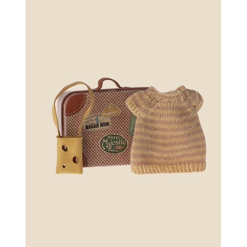 Maileg Knitted Dress And Bag In Suitcase, Big Sister Mouse