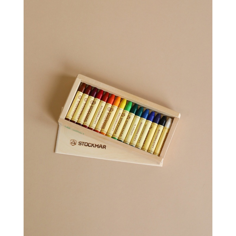Stockmar Wax Stick Crayons Wooden Box - 16 Assorted