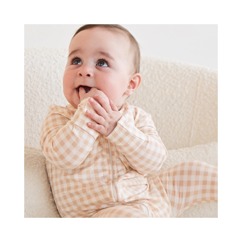 Kynd Baby Day Or Night Onesie - Neutral Gingham