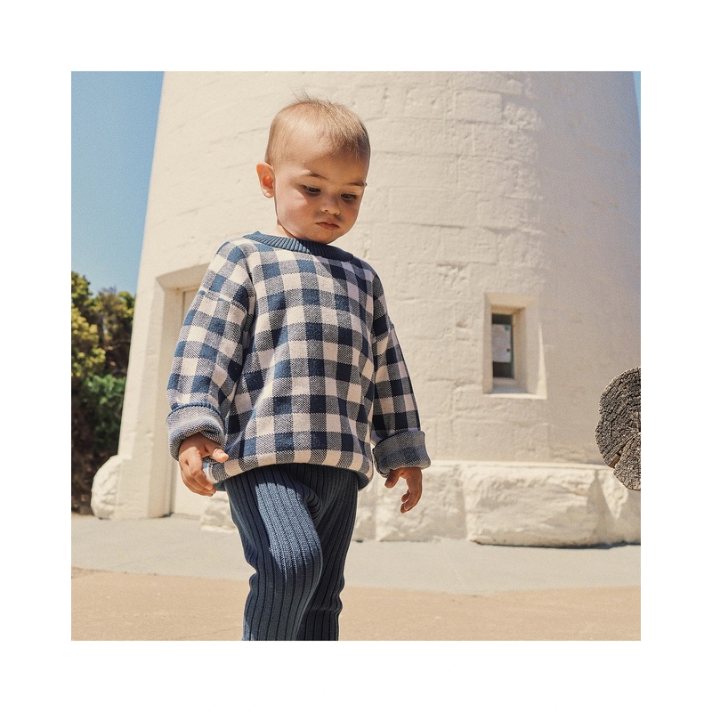 Kynd Baby Jacquard Knit Jumper - Navy Gingham