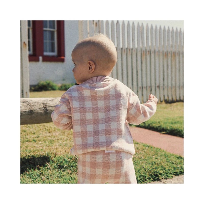 Kynd Baby Jacquard Knit Jumper - Pearl Gingham