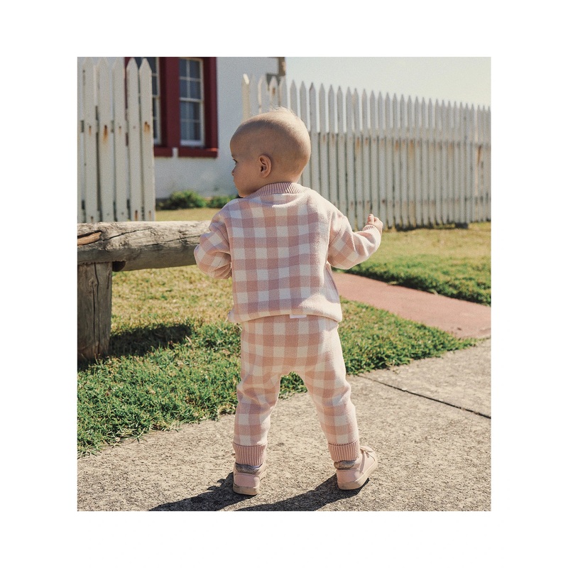 Kynd Baby Jacquard Knit Pants - Pearl Gingham