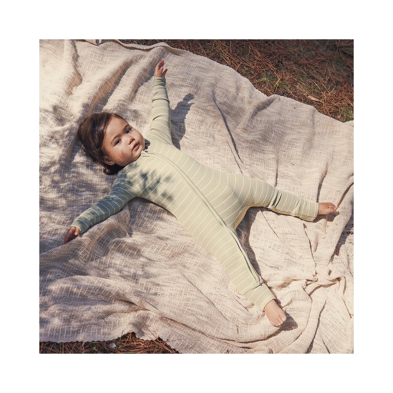 Kynd Baby Waffle Day Or Night Onesie - Sage
