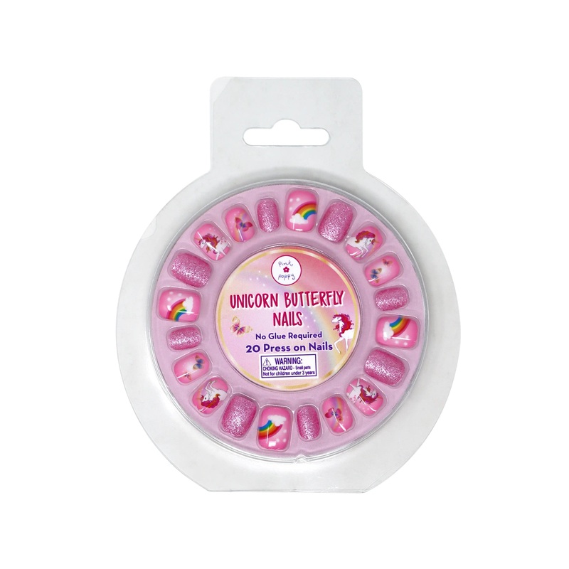 Pink Poppy Unicorn Butterfly Press On Nails