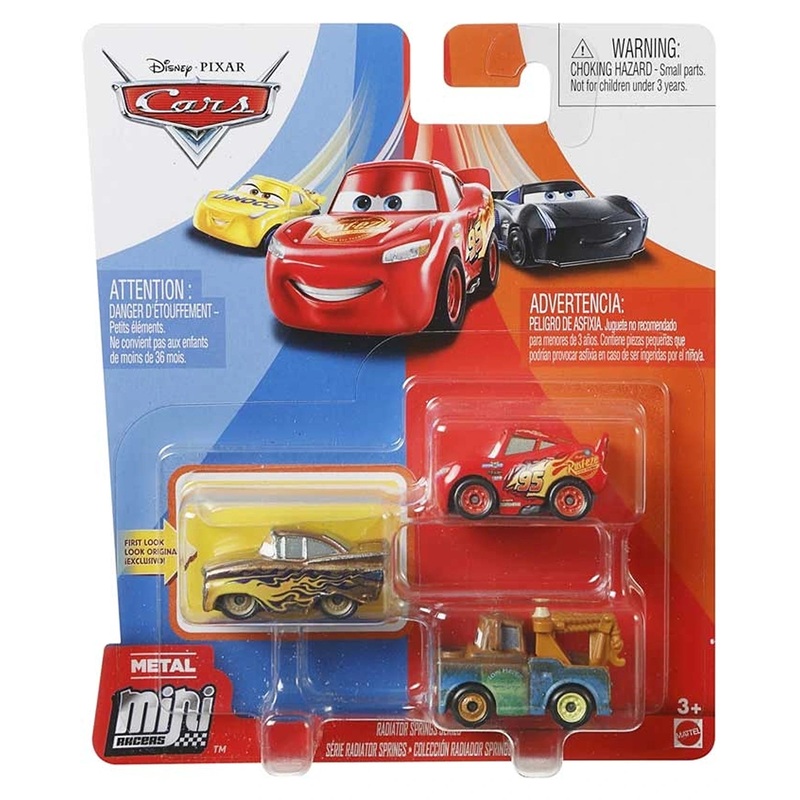 Disney Pixar Cars Mini Racers 3 Pack - Assorted