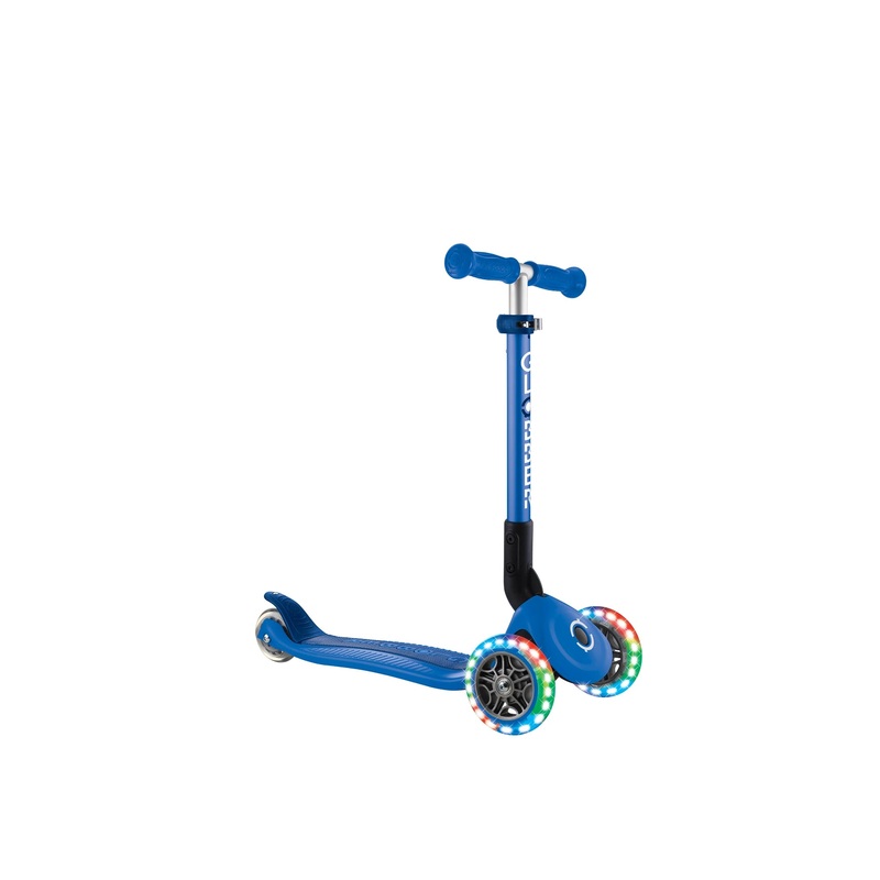 Globber Junior Primo Foldable Lights Scooter Navy Blue
