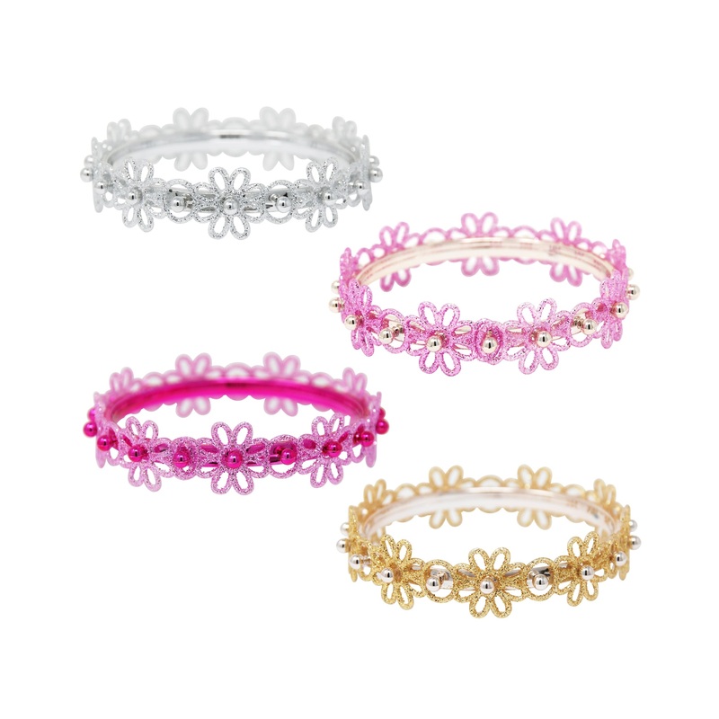 Pink Poppy Bangle Glitter Flower V2