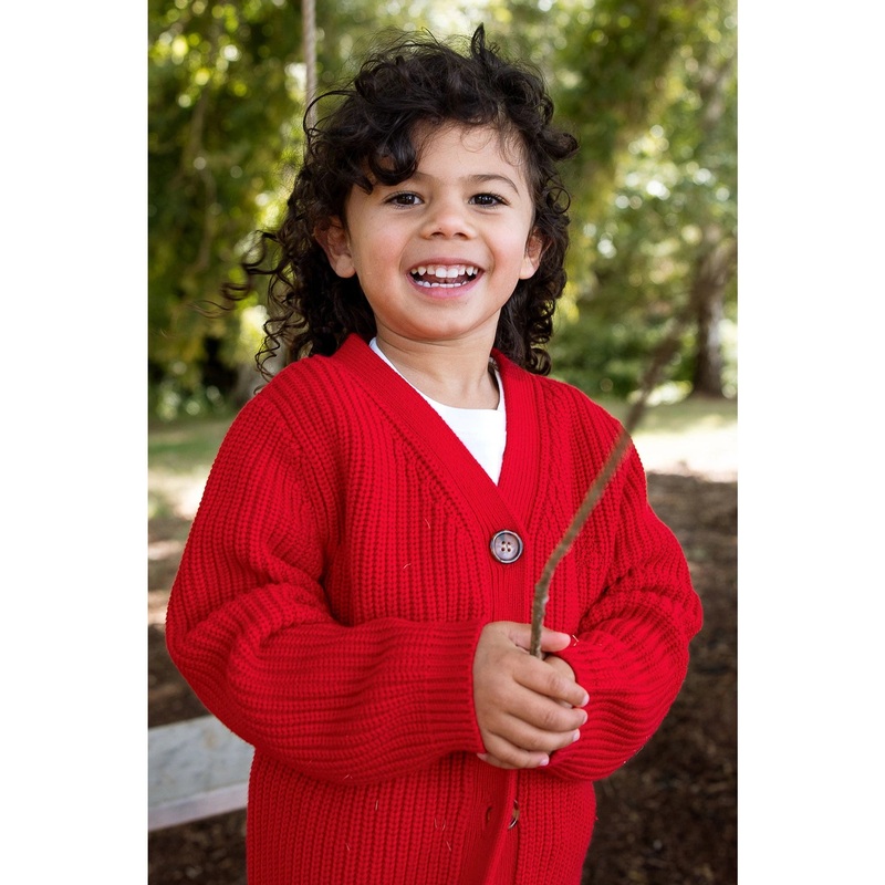 Homegrown Organic Chunky Knit Cardigan Red