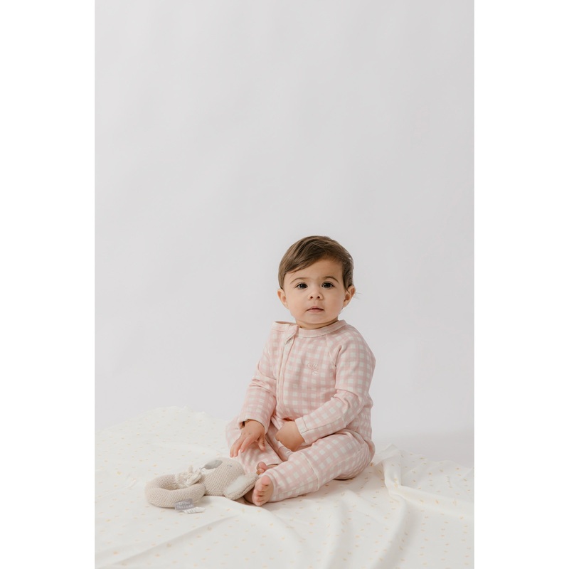 Homegrown Pink Gingham Rib Growsuit