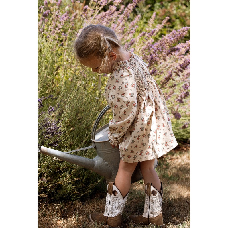 Homegrown Rouched Long Sleeve Dress Pink Eucalypt