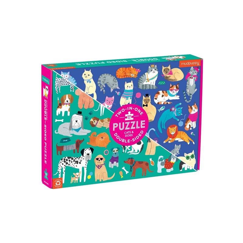 Mudpuppy Double Sided Puzzle 100 Piece Cats Dogs