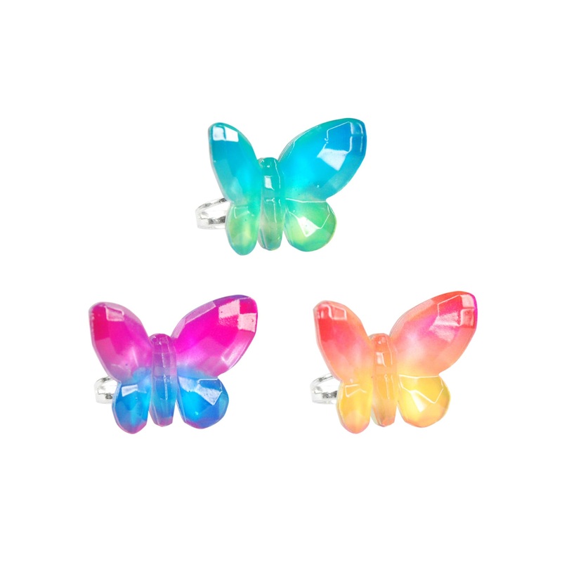 Pink Poppy Butterfly Skies Gem Rings