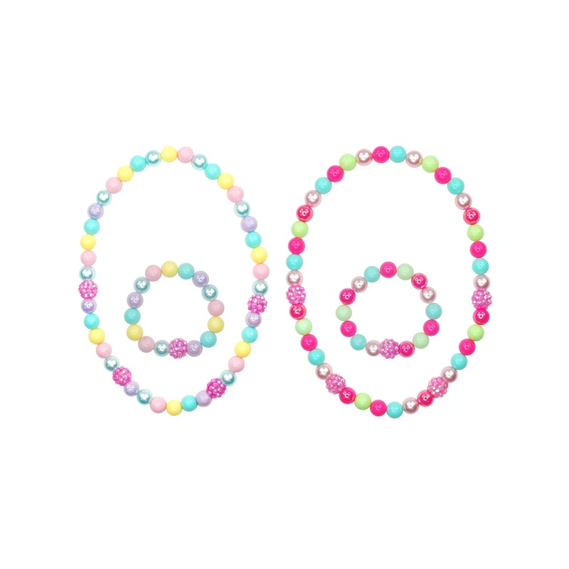 Pink Poppy Necklace Bracelet Sugar Coated Set