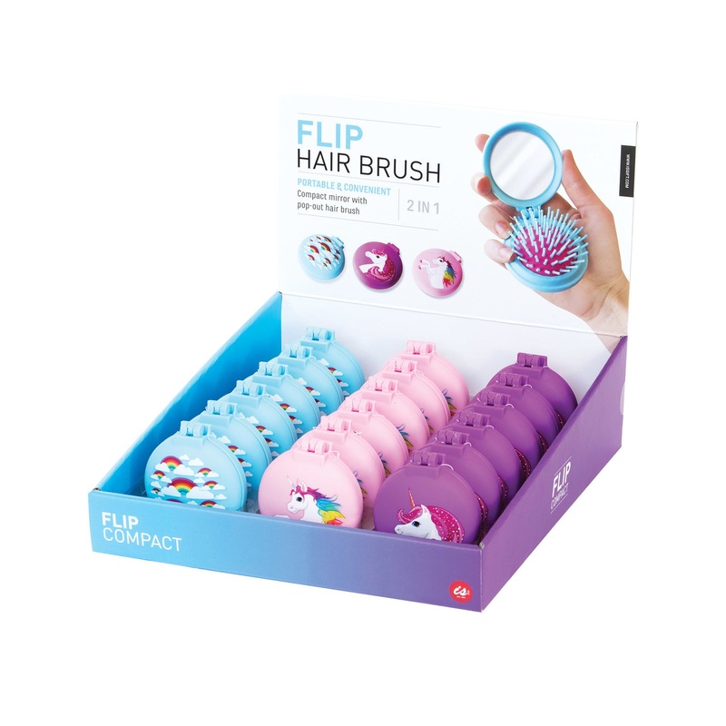 Unicorn Compact Hairbrush - Assorted