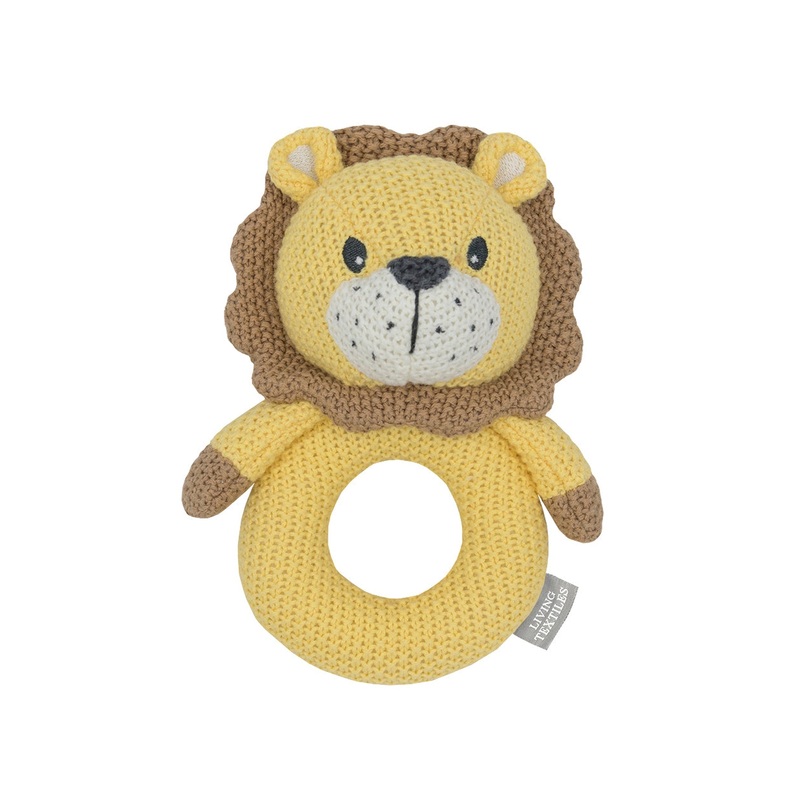 Knitted Ring Rattle Leo the Lion