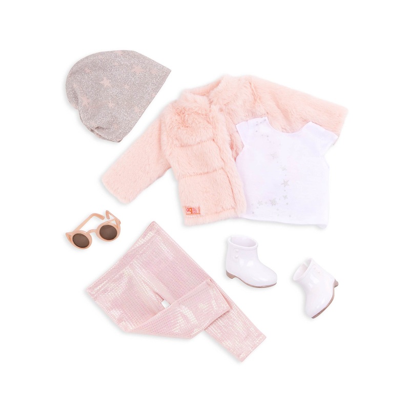 Our Generation Deluxe Pink Fur Coat Outfit