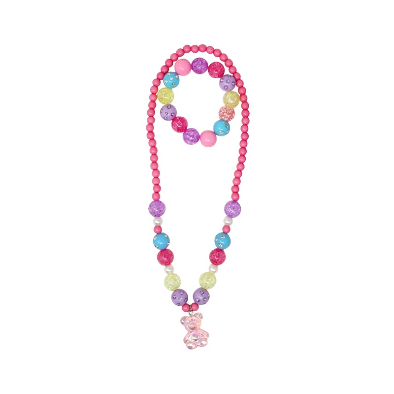 Pink Poppy Necklace and Bracelet Gummy Bear