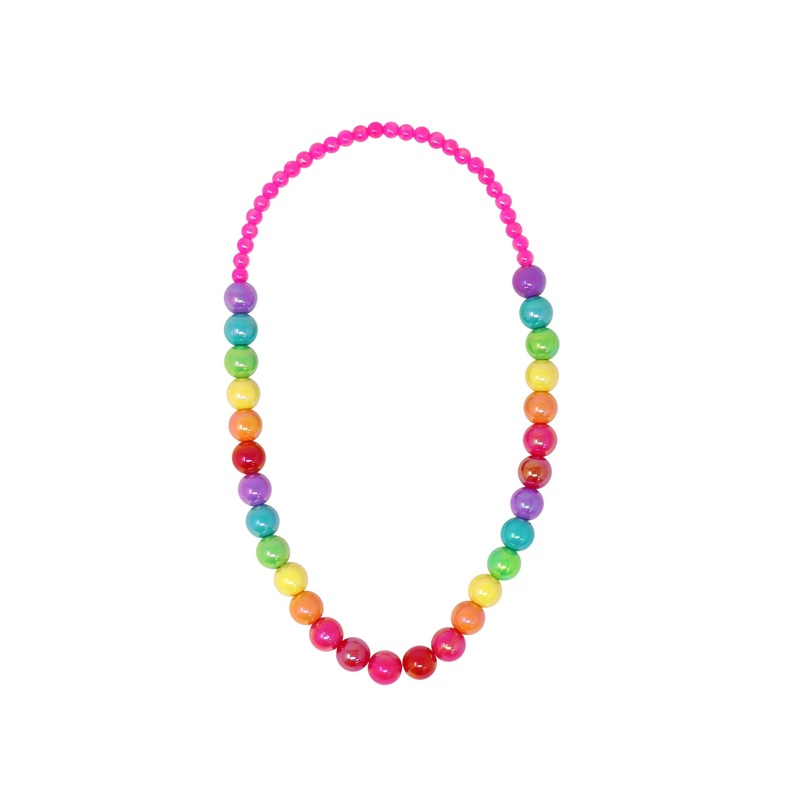 Pink Poppy Rainbow Beads Necklace