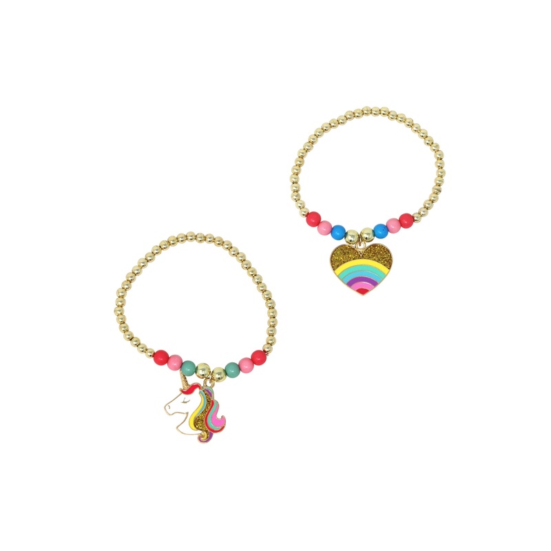 Pink Poppy Rainbows & Unicorns Beaded Bracelet