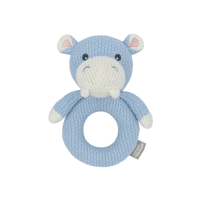 Knitted Ring Rattle Henry the Hippo