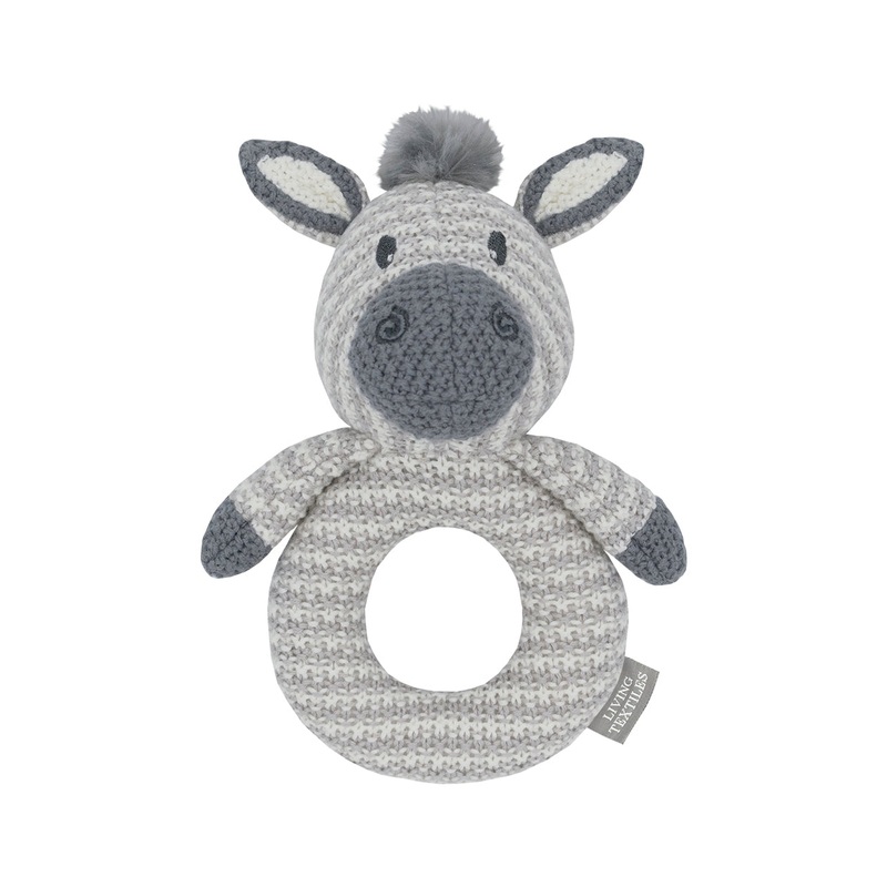 Knitted Ring Rattle Zac the Zebra
