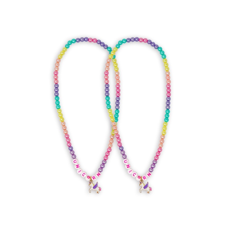 Pink Poppy BFF Unicorn Rainbow Pearl Necklace Set