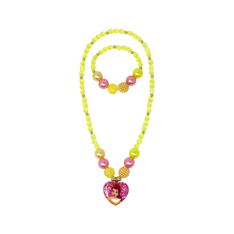 Pink Poppy Disney Belle Necklace and Bracelet Set