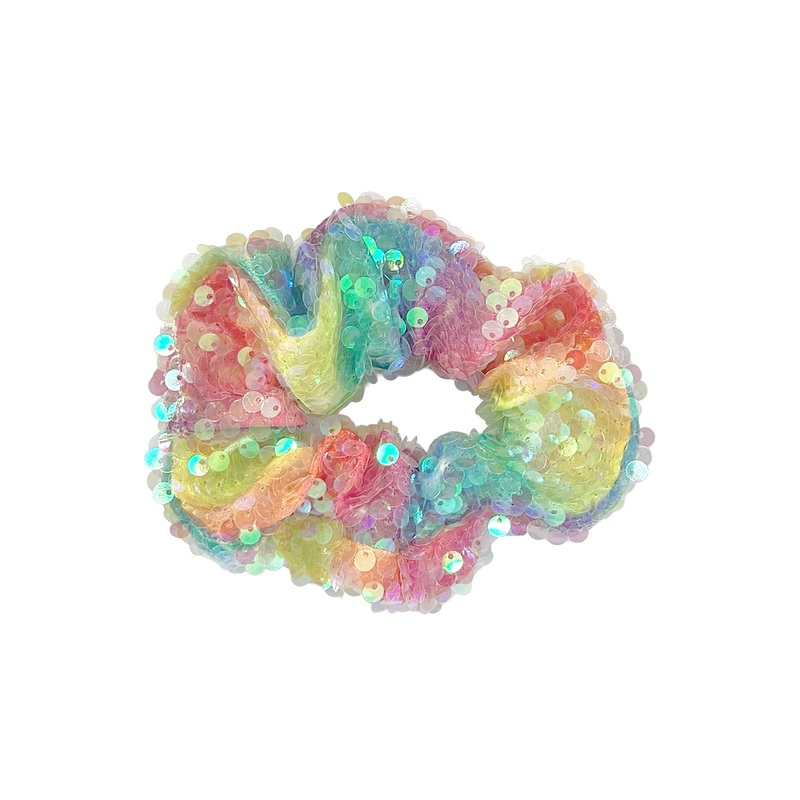 Pink Poppy Unicorn Rainbow Sequin Scrunchie