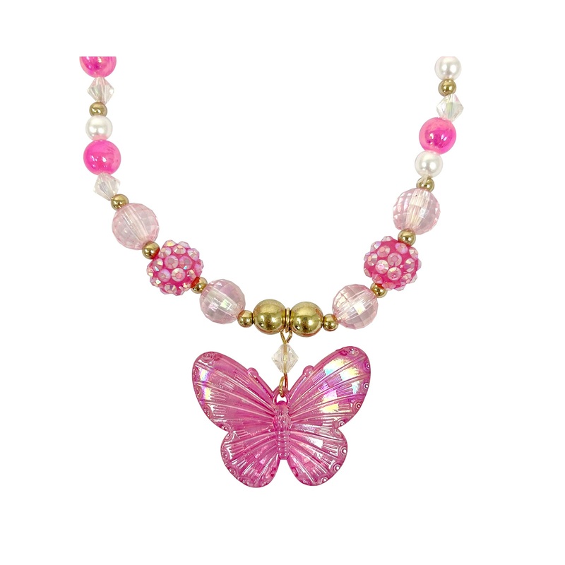 Pink Poppy Butterfly Necklace