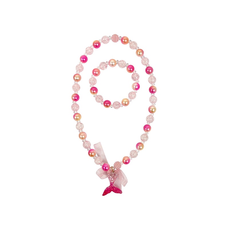 Pink Poppy Mermaid Tail Necklace & Bracelet Set