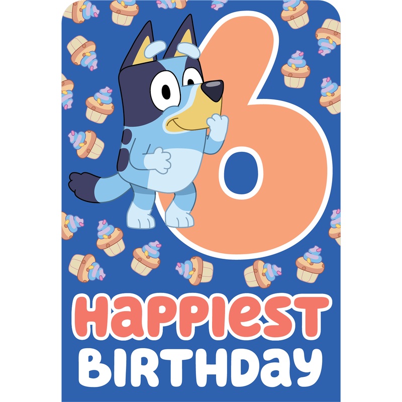 Age 6 Boy Bluey Cupcakes on Blue