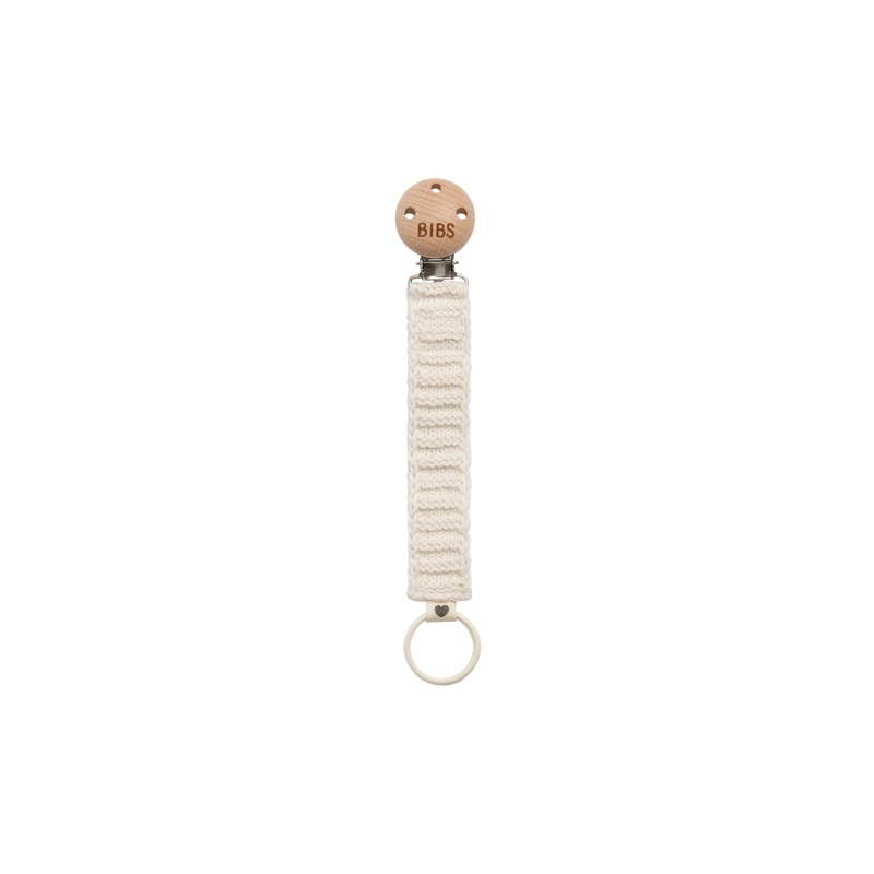 Knitted Pacifier Clip Ivory