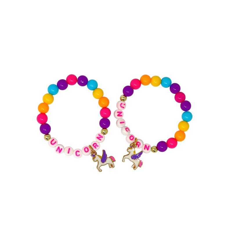 Pink Poppy BFF Unicorn Rainbow Pearl Bracelet Set