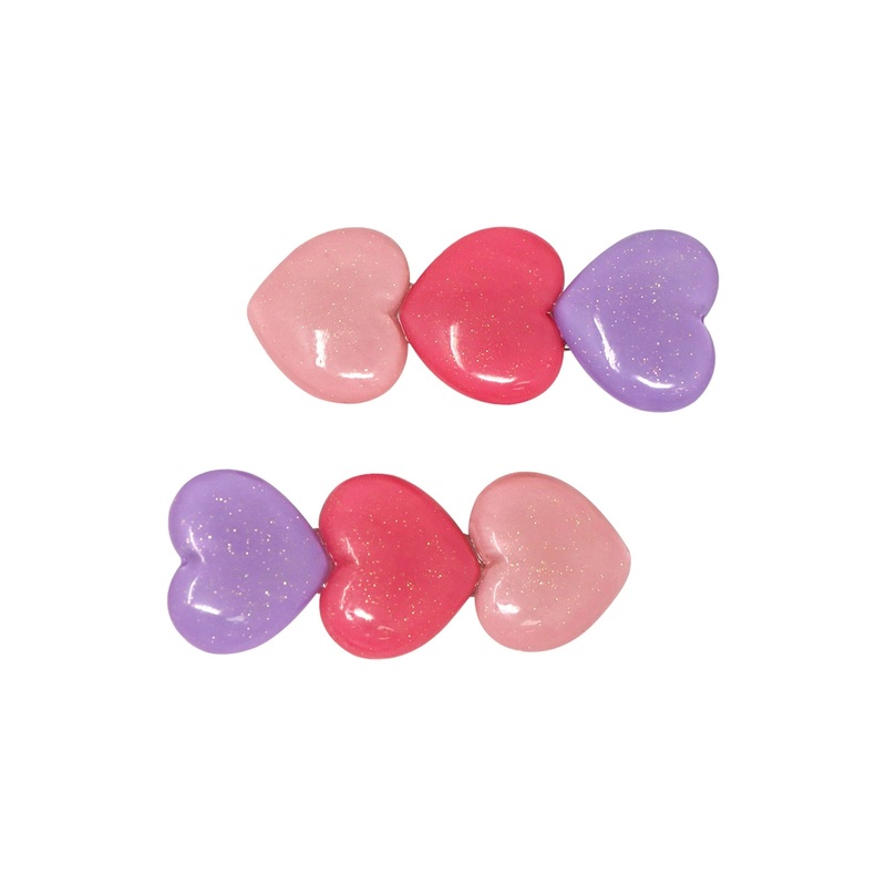 Pink Poppy Hair Clip Glitter Hearts Alligator