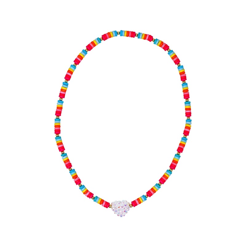 Pink Poppy Rainbow Jewelled Heart Necklace