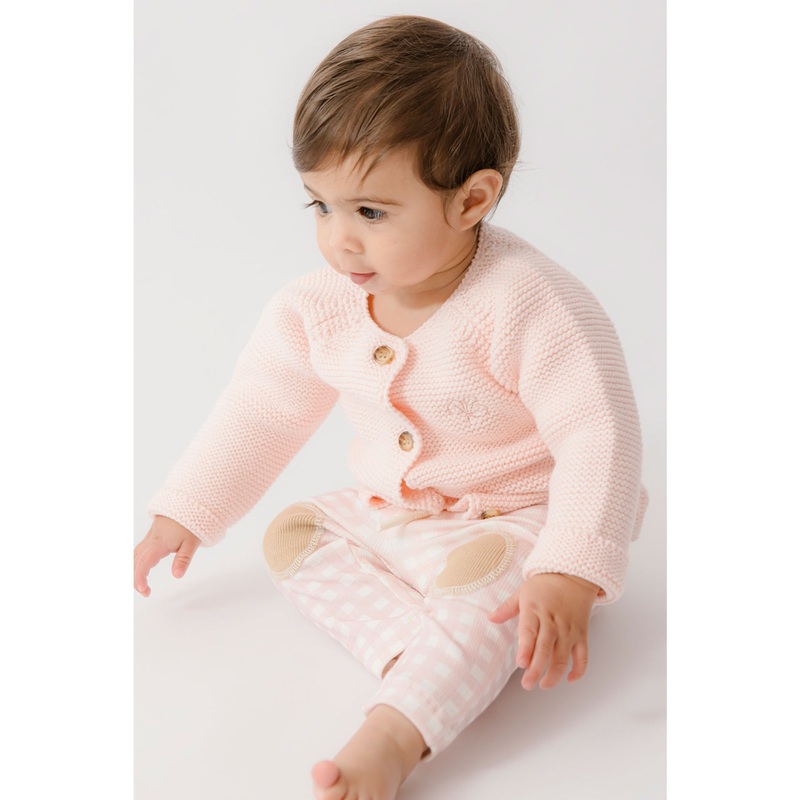 Homegrown Rib Knee Patch Legging Pink Gingham