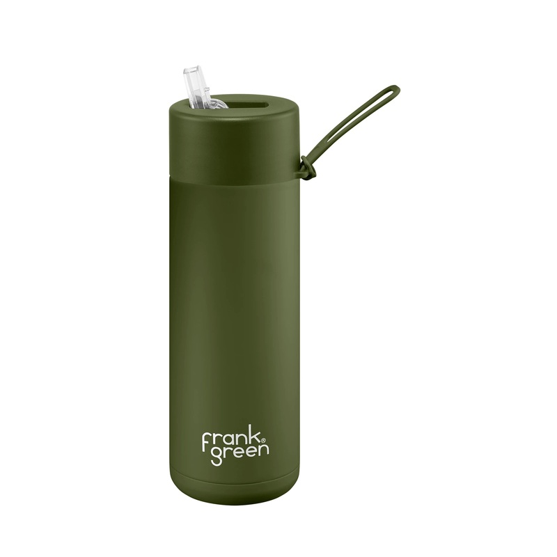 Khaki Reusable Bottle Ultimate Ceramic Straw - 595ml