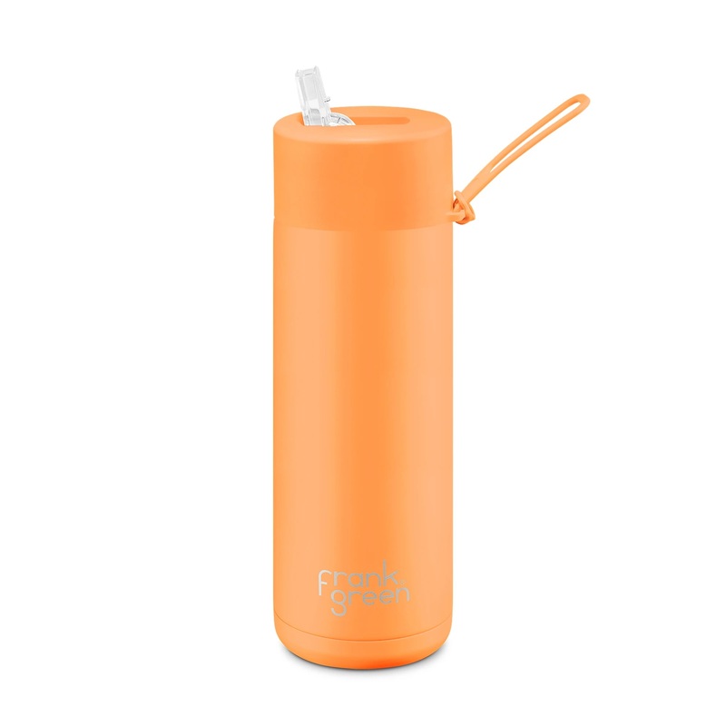 Neon Orange Reusable Bottle Ultimate Ceramic Straw - 595ml