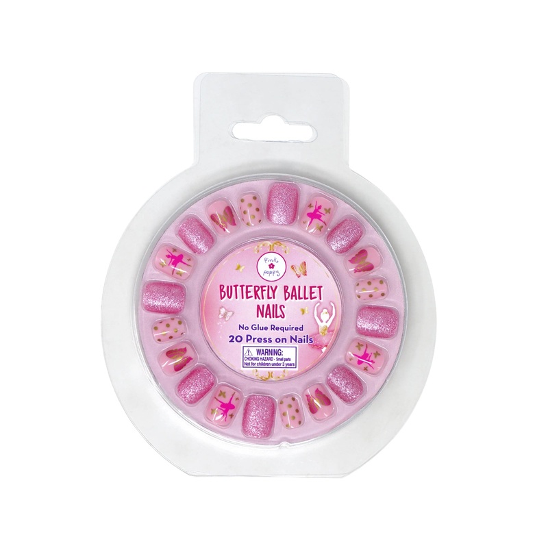 Pink Poppy Butterfly Ballet Press On Nails