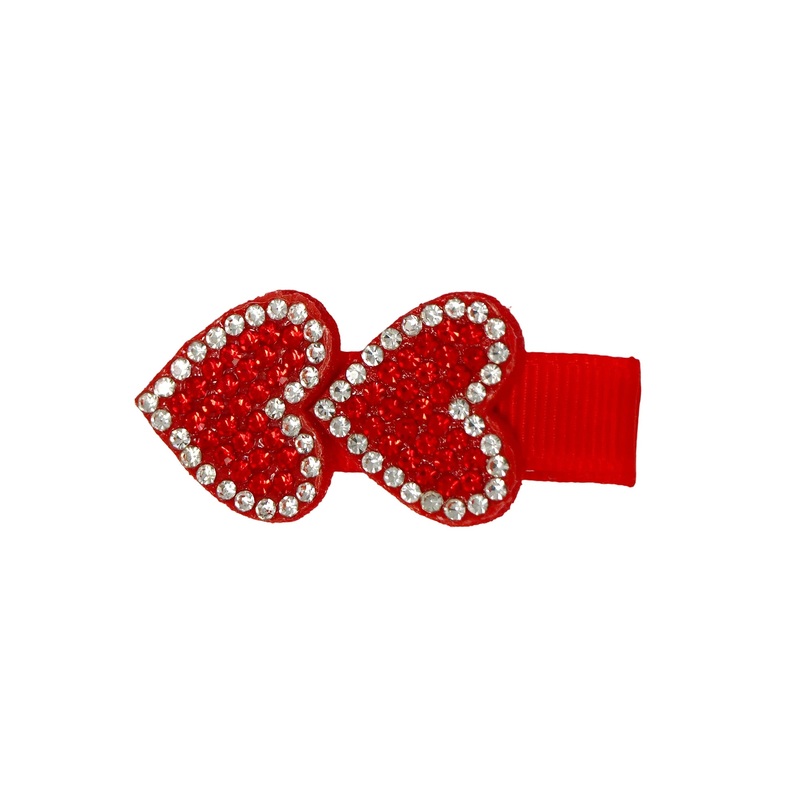 Pink Poppy Christmas Heart Hair Clips
