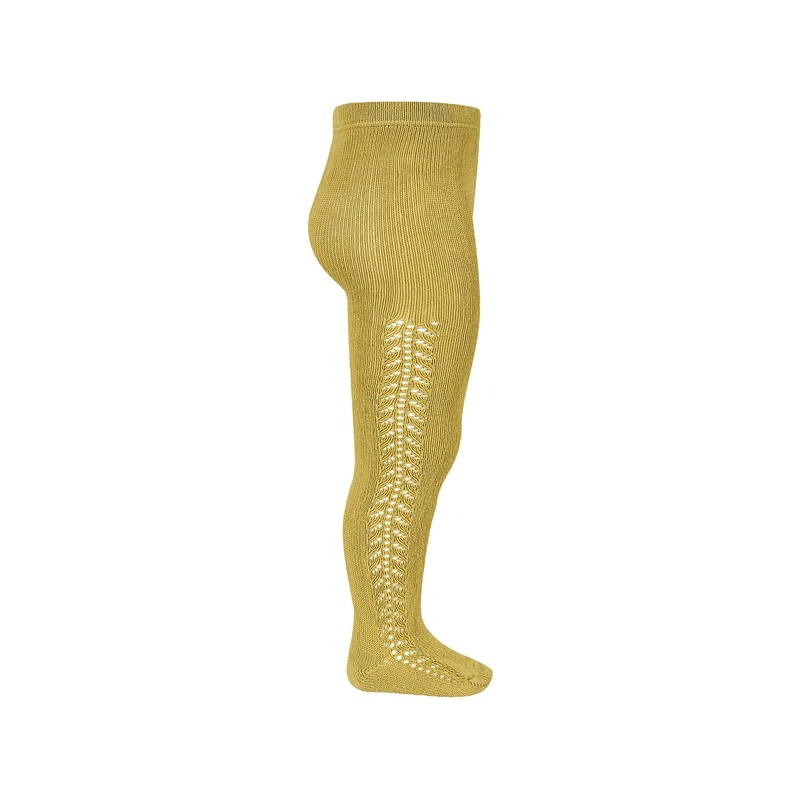 Warm Cotton Tight With Side Openwork Mostaza