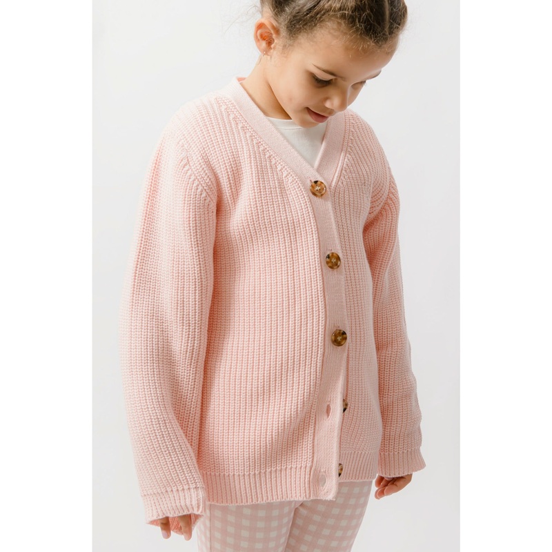 Homegrown Organic Chunky Knit Cardigan Pink