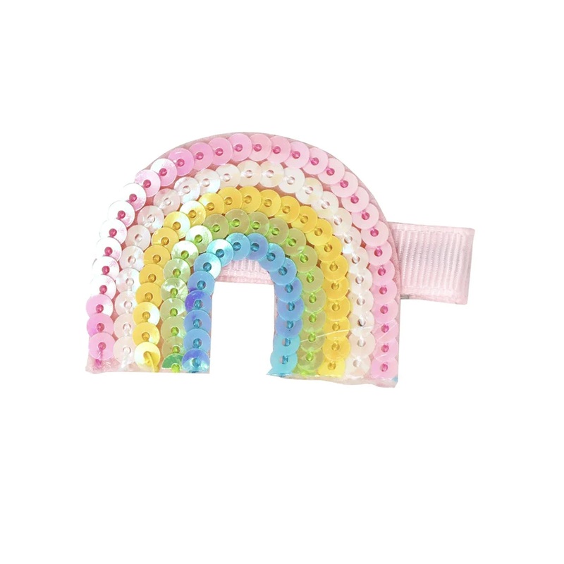 Pink Poppy Hair Clip Sequin Rainbow