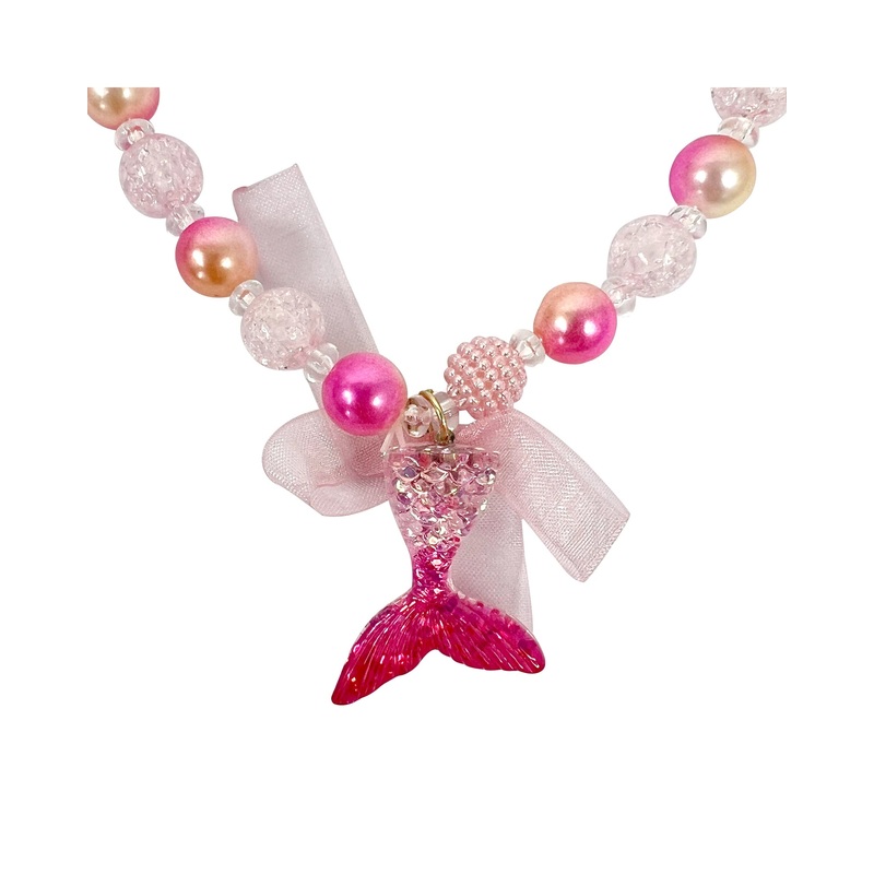 Pink Poppy Mermaid Tail Necklace