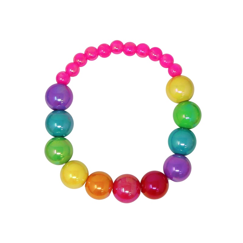Pink Poppy Rainbow Beads Bracelet