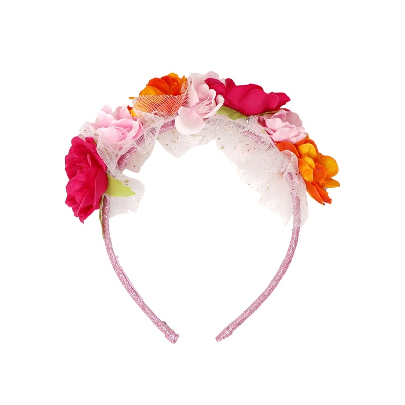Pink Poppy Rainbow Butterfly Floral Headband