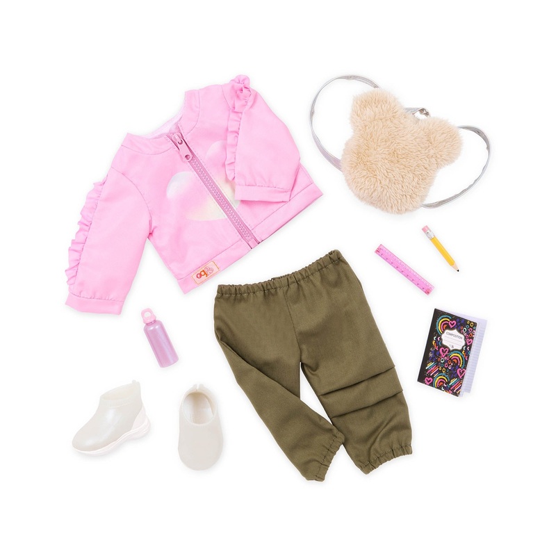 Our Generation Deluxe School Outfit with Bear Backpack